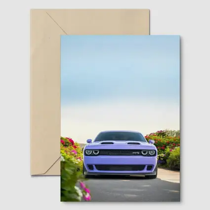 Dodge Challenger SRT Front View Floral Background