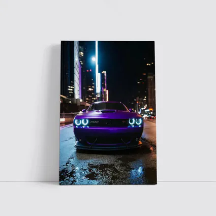 Dodge Challenger Purple Night City Street