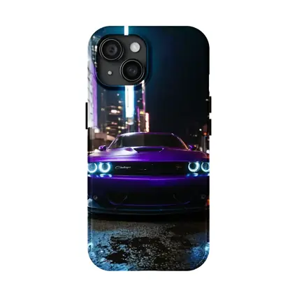 Dodge Challenger Purple Night City Street