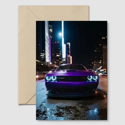 Dodge Challenger Purple Night City Street