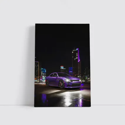 Dodge Charger Purple Night City Streets