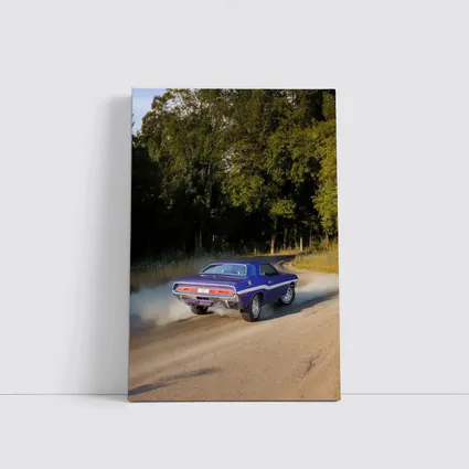 Dodge Challenger Burnout On Gravel Road