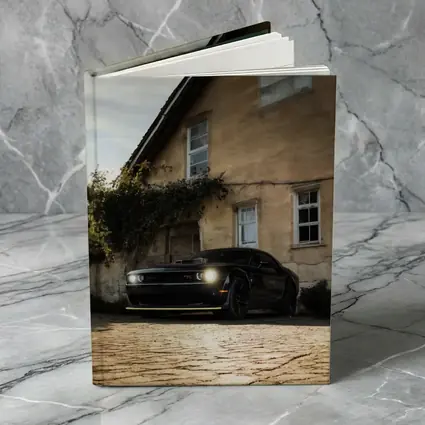 Dodge Challenger Black Muscle Car Old House