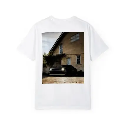 Dodge Challenger Black Muscle Car Old House