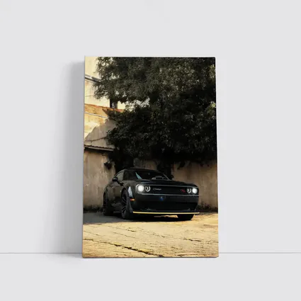 Dodge Challenger Black Muscle Car Old Courtyard
