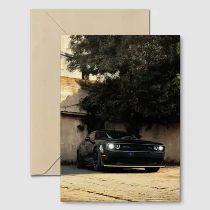 Dodge Challenger Black Muscle Car Old Courtyard