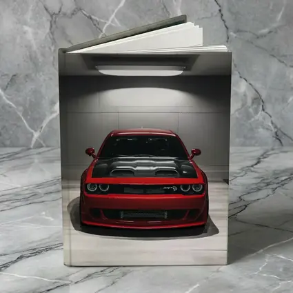 Red Dodge Challenger SRT Parked Indoor Garage