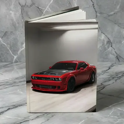 Red Dodge Challenger SRT Parked Indoor Garage