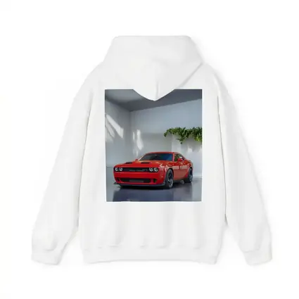 Red Dodge Challenger Parked In White Studio
