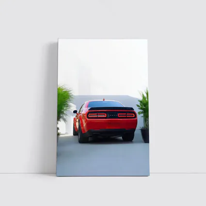 Dodge Challenger Red Rear View Parking