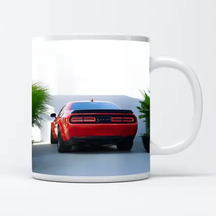 Dodge Challenger Red Rear View Parking