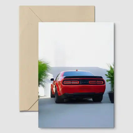 Dodge Challenger Red Rear View Parking
