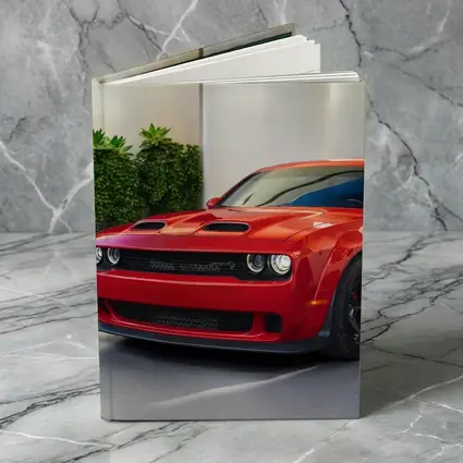 Red Dodge Challenger Parked Indoor Garage