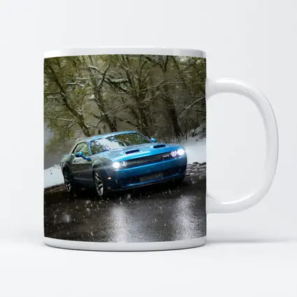 Dodge Challenger Blue Muscle Car Snowy Road