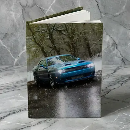 Dodge Challenger Blue Muscle Car Snowy Road
