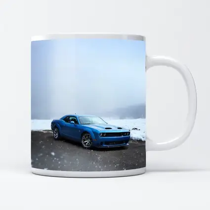 Dodge Challenger Blue Muscle Car Snowy Scene