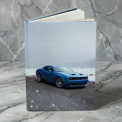 Dodge Challenger Blue Muscle Car Snowy Scene