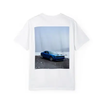 Dodge Challenger Blue Muscle Car Snowy Scene