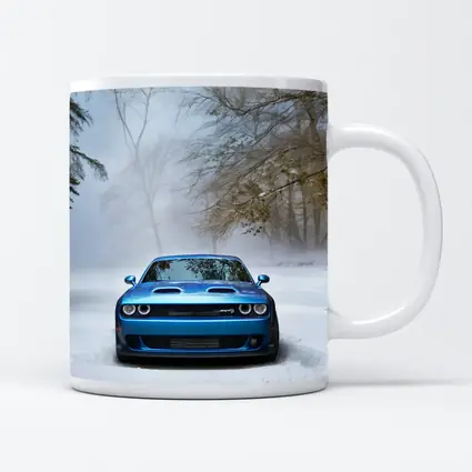 Dodge Challenger SRT Blue Snow Winter Scene