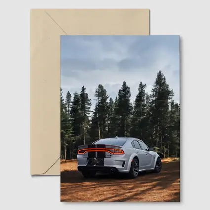 Dodge Charger Rear View Forest Background