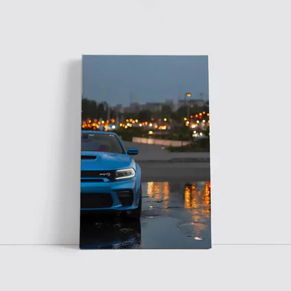 Dodge Charger SRT Blue Rainy City Night