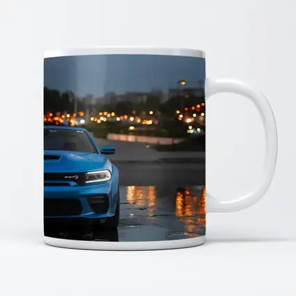 Dodge Charger SRT Blue Rainy City Night