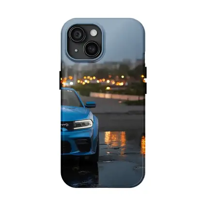 Dodge Charger SRT Blue Rainy City Night