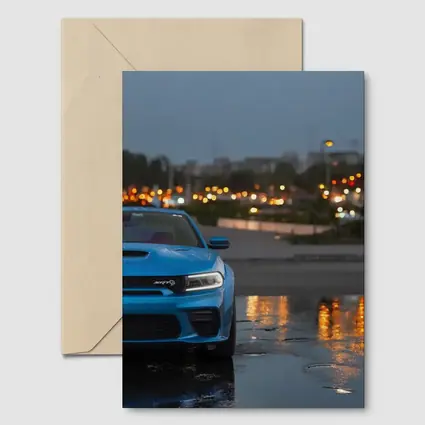Dodge Charger SRT Blue Rainy City Night