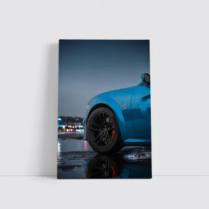Dodge Charger Blue Wet City Night