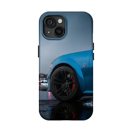 Dodge Charger Blue Wet City Night
