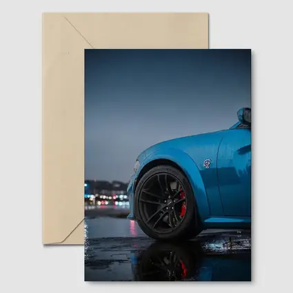 Dodge Charger Blue Wet City Night
