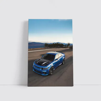 Dodge Charger Blue Muscle Car On Road
