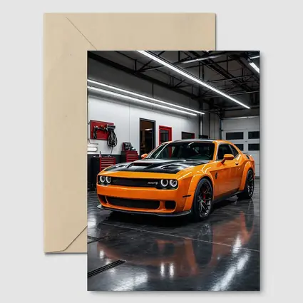 Dodge Challenger SRT Orange Garage Shot