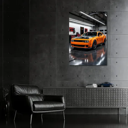 Dodge Challenger SRT Orange Garage Shot