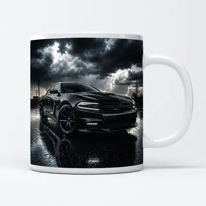 Dodge Charger Black Muscle Car Rainy Night