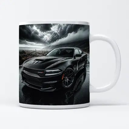 Dodge Charger Black Storm Rainy Road