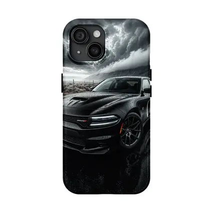 Dodge Charger Black Storm Rainy Road