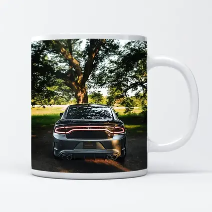 Dodge Charger Rear View Under Green Trees