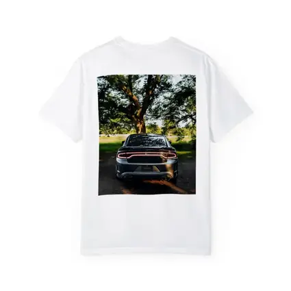 Dodge Charger Rear View Under Green Trees