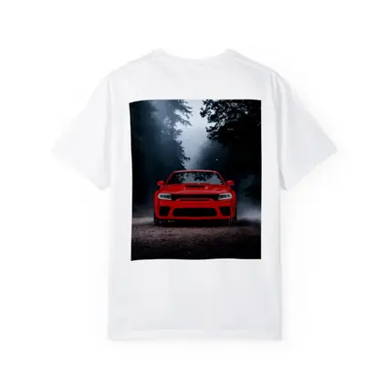 Dodge Charger Red Muscle Car Foggy Forest