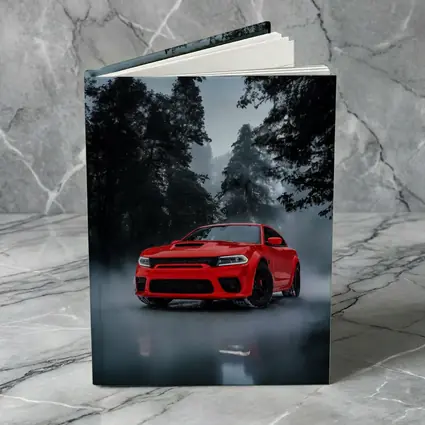Dodge Charger Red Muscle Car Foggy Forest