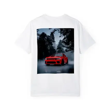 Dodge Charger Red Muscle Car Foggy Forest