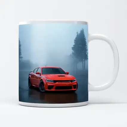 Dodge Charger Red Muscle Car Foggy Street