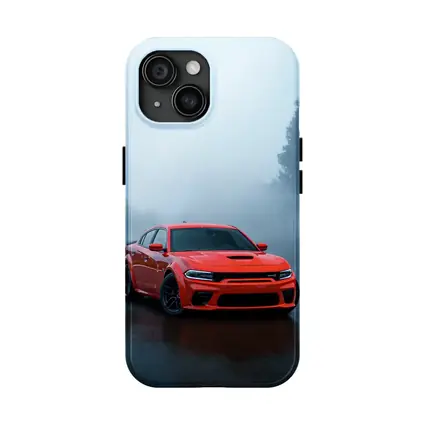 Dodge Charger Red Muscle Car Foggy Street