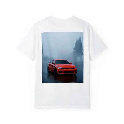 Dodge Charger Red Muscle Car Foggy Street