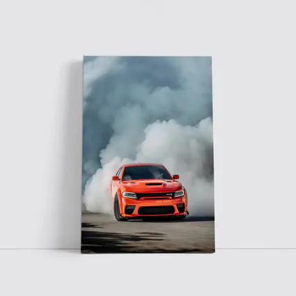 Dodge Charger Burnout Smoke Orange Muscle Car