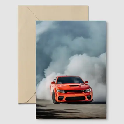 Dodge Charger Burnout Smoke Orange Muscle Car