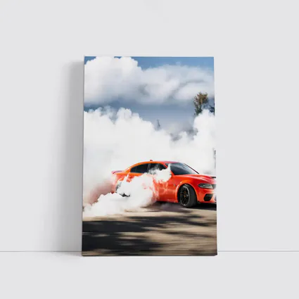 Dodge Charger Burnout Smoke Orange Muscle Car