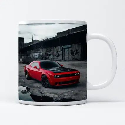 Dodge Challenger Red Urban Abandoned Street Scene