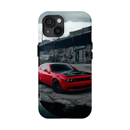 Dodge Challenger Red Urban Abandoned Street Scene